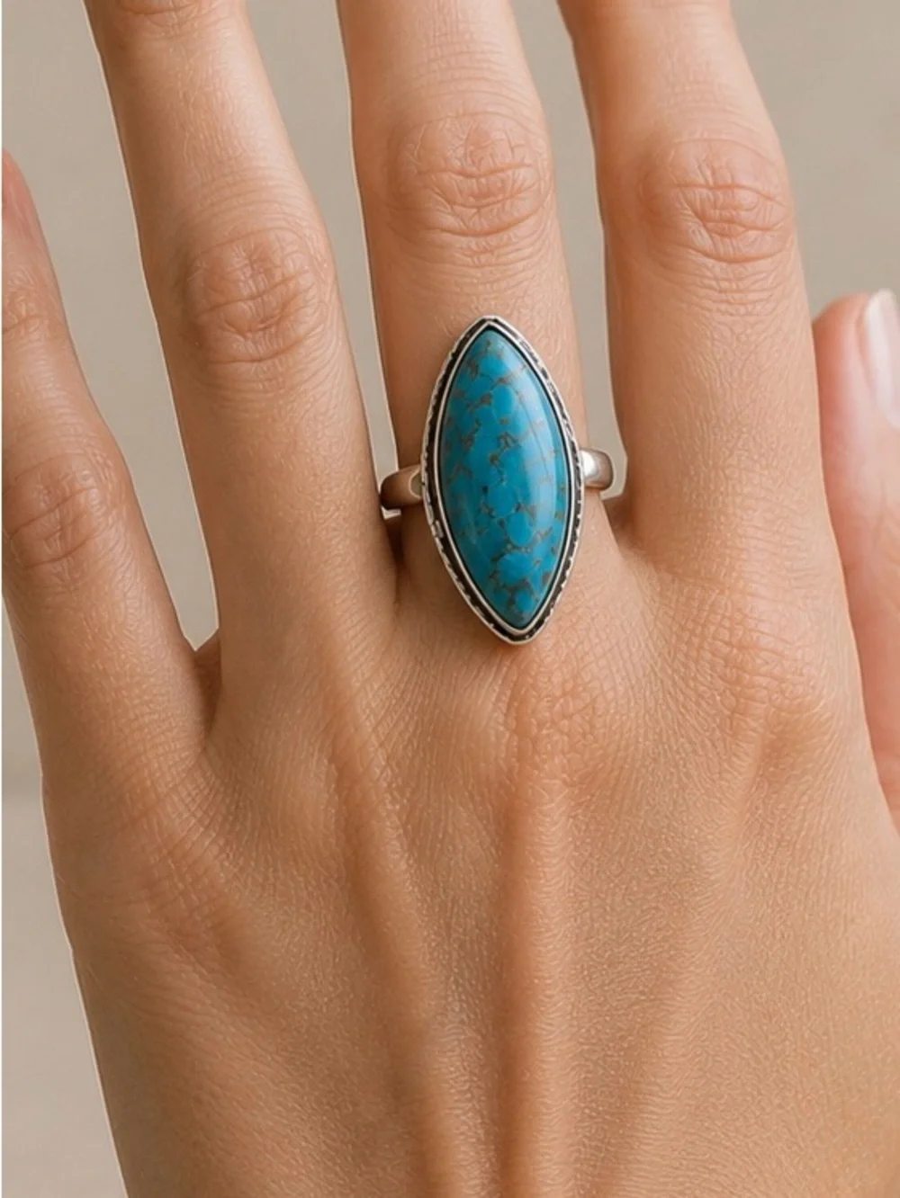 Southwestern Natural Turquoise 925 Silver Ring Sz 7